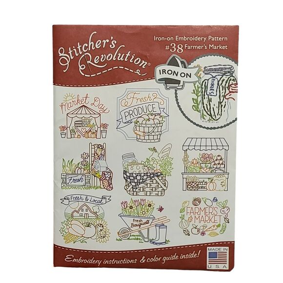Stitcher's Revolution #38 Farmer's Market Iron-on Embroidery Pattern Designs - Picture 1 of 2